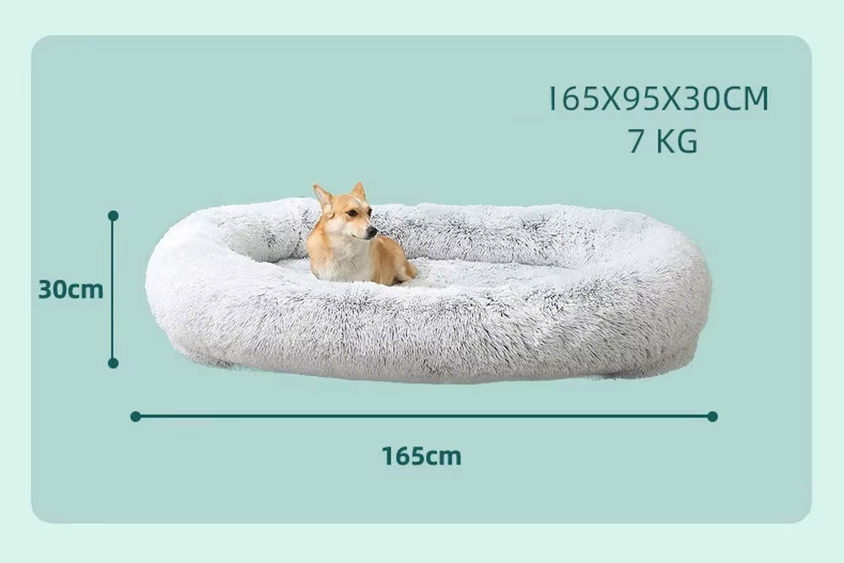 Human and Dog Bed,Suitable for Large,Washable,Made of Artificial Fur,A Large Dog Bed Integrated with a Dog Blanket for Warmth.