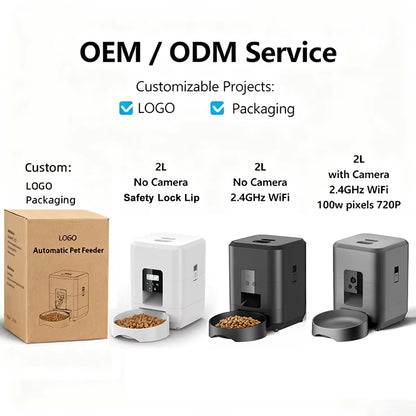 2L Portable Plastic Smart Pet Feeder with Camera Night Vision 2.4G Wifi Automatic Cat Feeder for Dog Food Dispenser