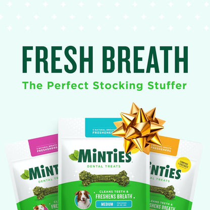 Dental Chews for Dogs, 20 Count, Vet-Recommended Mint-Flavored Treats for Medium Dogs 25-50 Lbs, Dental Bones Clean Teeth, Fight Bad Breath, and Removes Plaque and Tartar