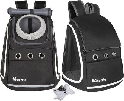 Dog Cat Backpack Carrier for Small Dogs and Cats, Safer Multifunctional Pet Backpack Carrier for Hiking, Walking, Traveling, Outdoor Activities (Black)…