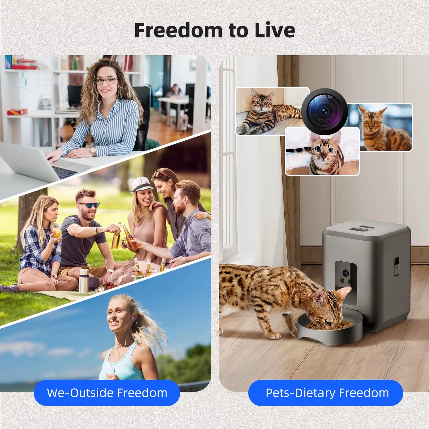 2L Portable Plastic Smart Pet Feeder with Camera Night Vision 2.4G Wifi Automatic Cat Feeder for Dog Food Dispenser