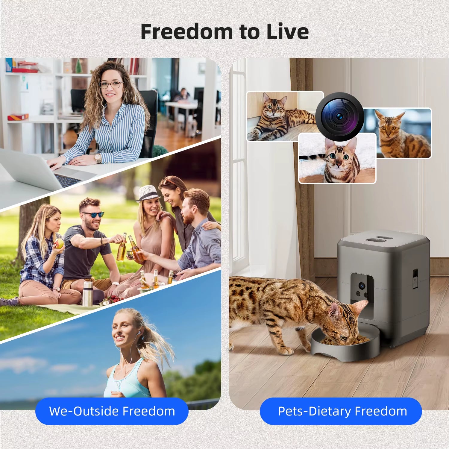 2L Portable Plastic Smart Pet Feeder with Camera Night Vision 2.4G Wifi Automatic Cat Feeder for Dog Food Dispenser