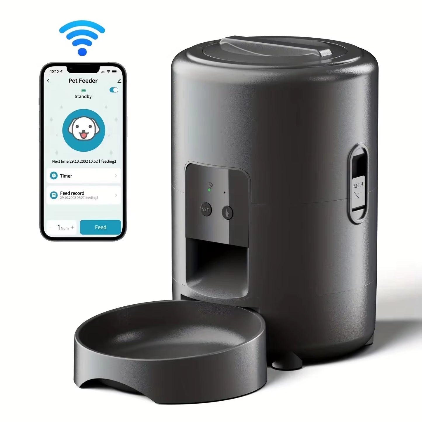 2L Portable Plastic Smart Pet Feeder with Camera Night Vision 2.4G Wifi Automatic Cat Feeder for Dog Food Dispenser
