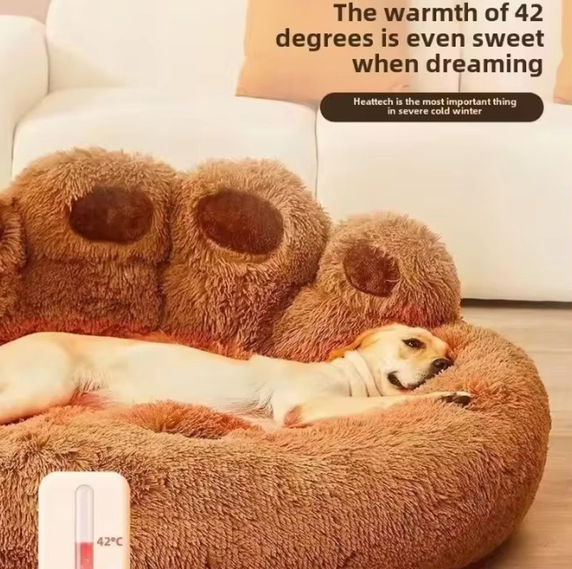Classic Luxury Soft Fiber Dog Bed Removable & Washable for All Seasons Warm & Comfortable for Small to Large Dogs and Cats