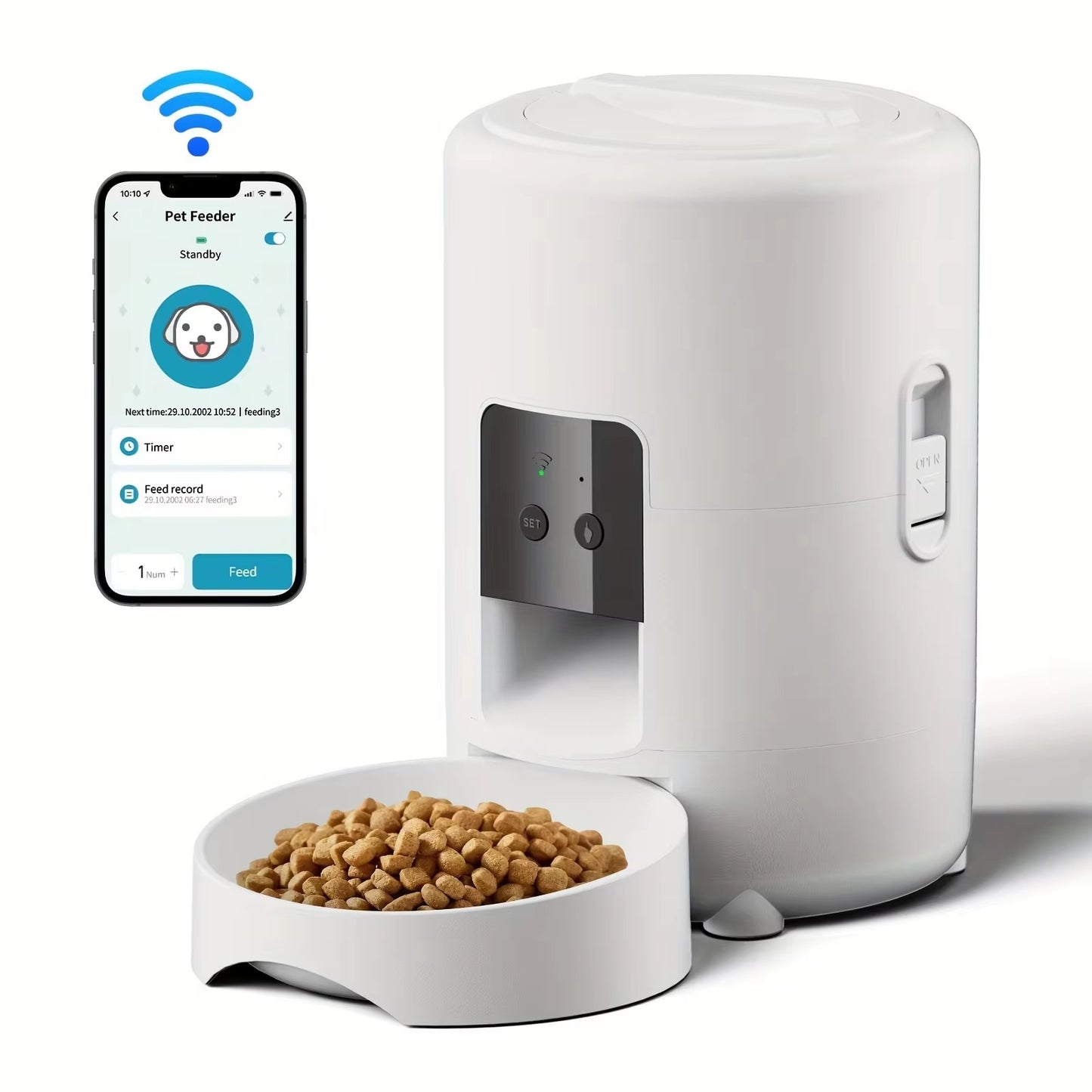 2L Portable Plastic Smart Pet Feeder with Camera Night Vision 2.4G Wifi Automatic Cat Feeder for Dog Food Dispenser