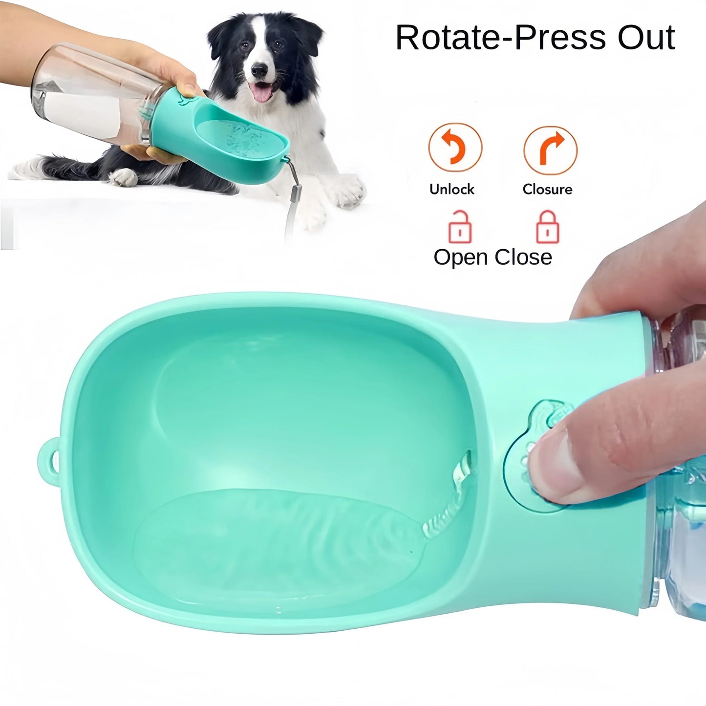 Portable Pet Water Bottle Dispenser Auto Feature Plastic Bowl for Dog Travel Food Grade Material Puppy Water Cup