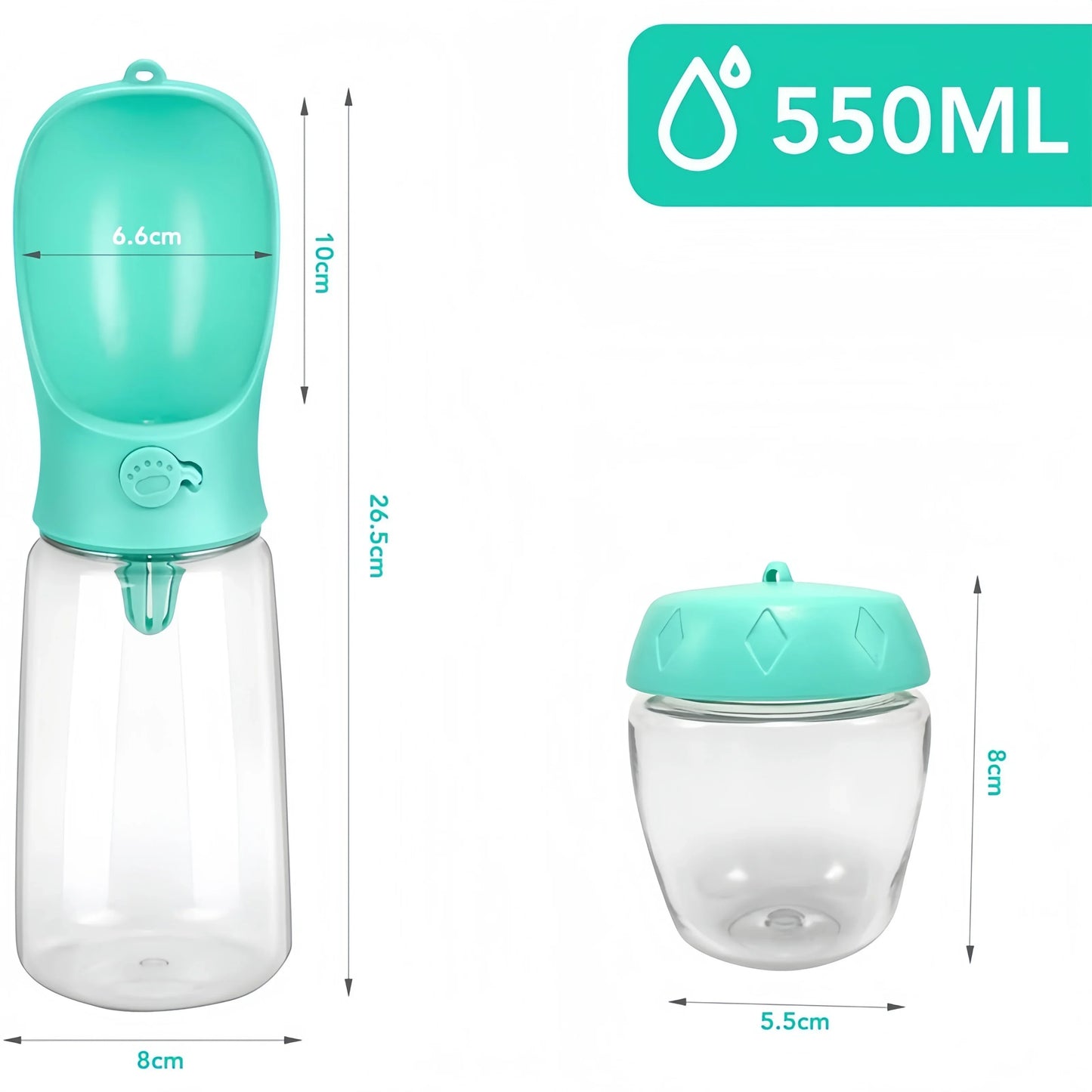 Portable Pet Water Bottle Dispenser Auto Feature Plastic Bowl for Dog Travel Food Grade Material Puppy Water Cup