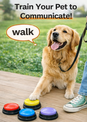 Voice Recording Button, Dog Buttons for Communication Pet Training Buzzer, 30 Second Record & Playback Recordable Buttons