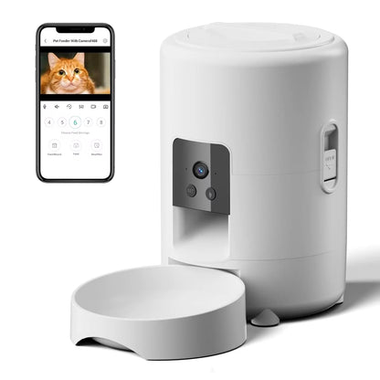 2L Portable Plastic Smart Pet Feeder with Camera Night Vision 2.4G Wifi Automatic Cat Feeder for Dog Food Dispenser