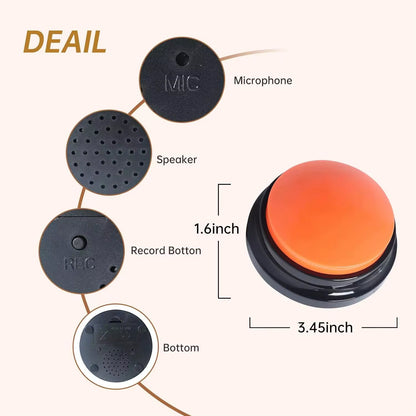 Voice Recording Button, Dog Buttons for Communication Pet Training Buzzer, 30 Second Record & Playback Recordable Buttons
