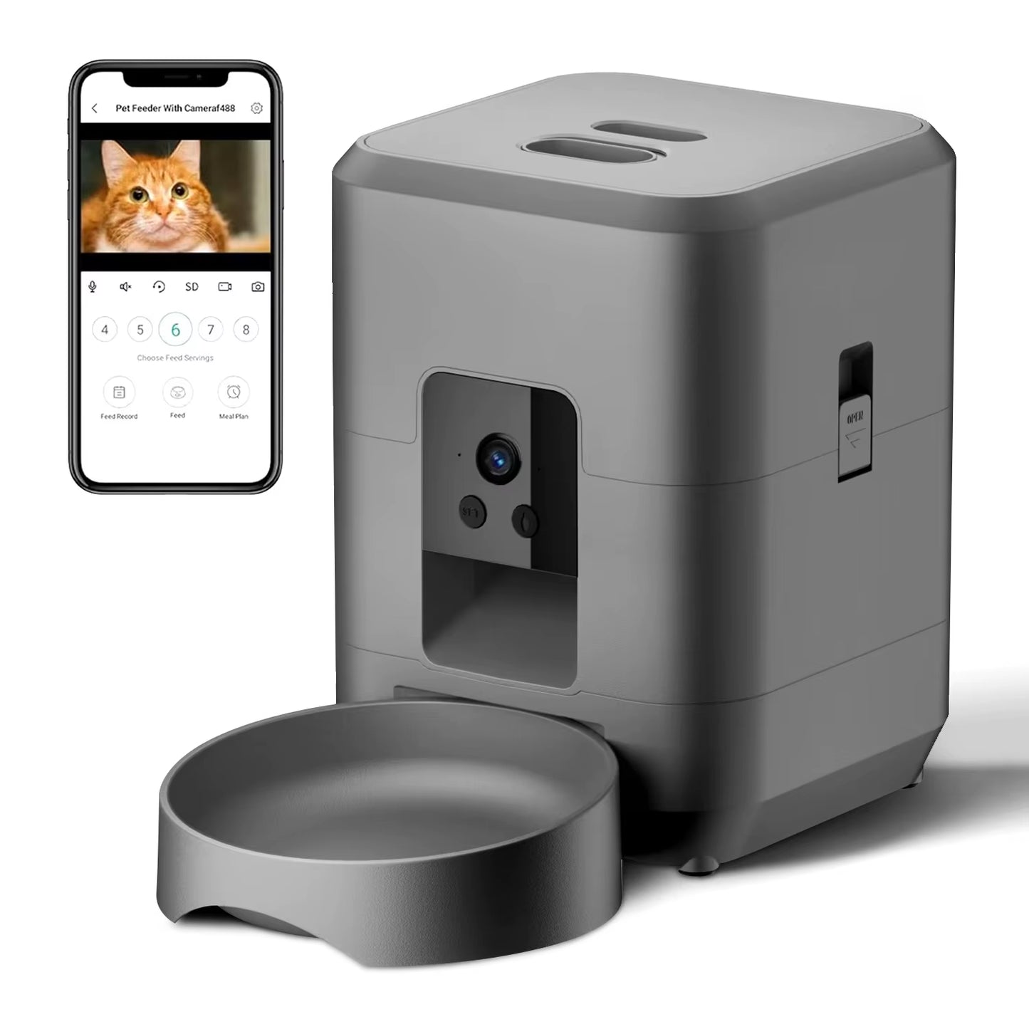 2L Portable Plastic Smart Pet Feeder with Camera Night Vision 2.4G Wifi Automatic Cat Feeder for Dog Food Dispenser