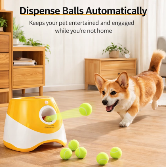 Wholesale Outdoor Pet Automatic Tennis Ball Launcher Dog Training Toys Interactive Fetch Throwing Ball Machine